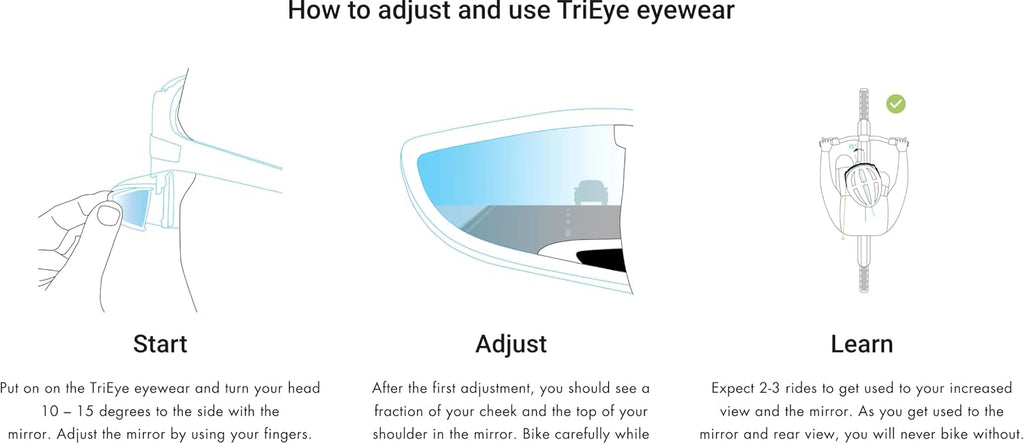 TriEye Cycling Glasses with Rear-view Mirror - Sports Sunglasses for Men & Women - UV-400 Protection