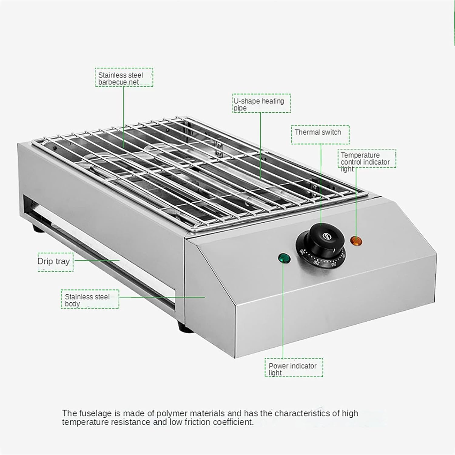 BBQ Grill,Electric Smokeless Indoor Grill,with Water Tray & Temperature Control,for Home Picnics and Gatherings