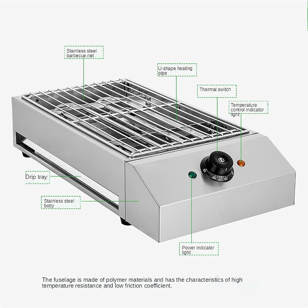 Electric BBQ Barbecue Grill Machine,Smokeless Grill,with Water-Filled Drip Tray & Temperature Control,for Home Cooking