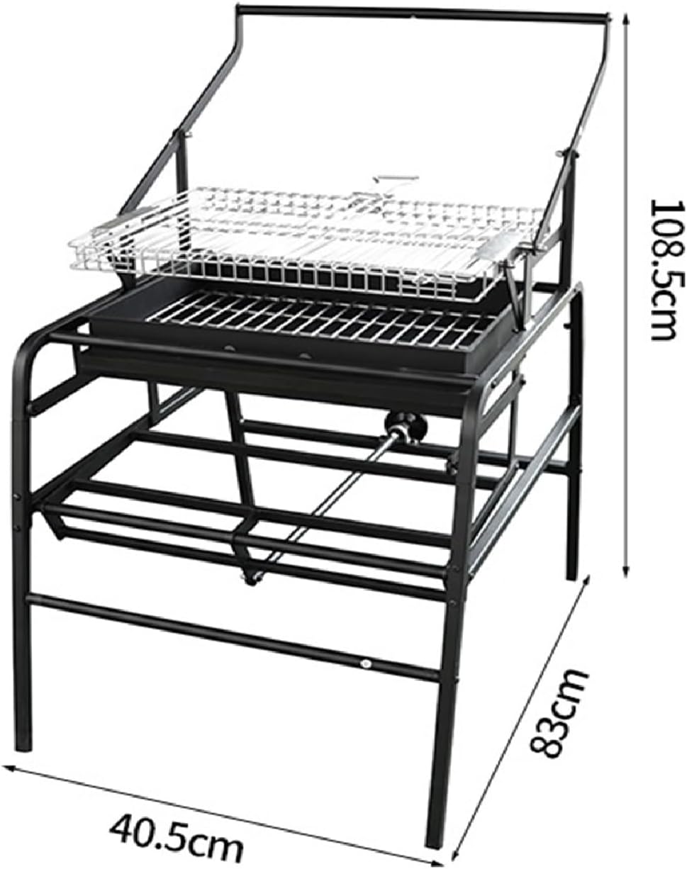 Portable Flip Grill BBQ Grill, Stainless Steel Flipping Barbecue Grill Liftable Charcoal Basin Stainless Steel Rotisserie Grill for Picnics Garden Beach Party