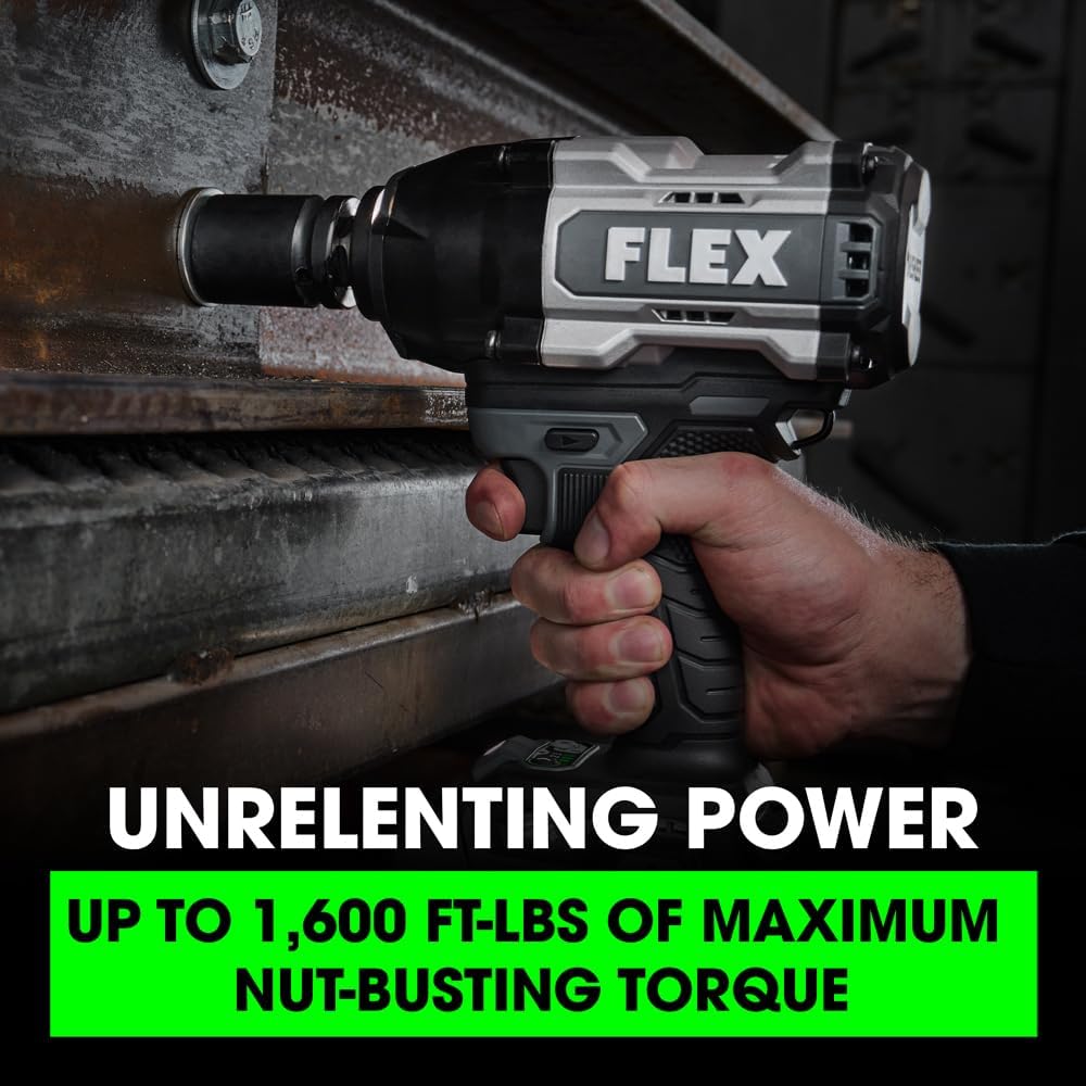 FLEX 24V Brushless Cordless 3/4-Inch 1,600 Ft-Lbs High Torque Impact Wrench Kit with 5.0Ah Lithium Battery and 160W Fast Charger - FX1472B-1C