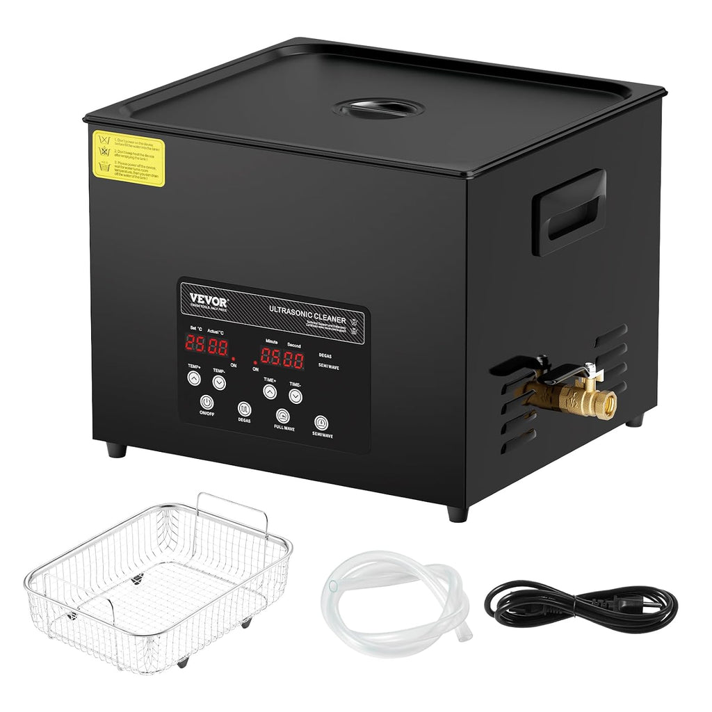 VEVOR 15L Sonic Cleaner, 360W Digital Ultrasonic Cleaning Machine with Upgraded Degassing and Gentle Mode, 40kHz Industrial Ultrasound Cleaner with Timer and Heater for Retainer Jewelry Tools