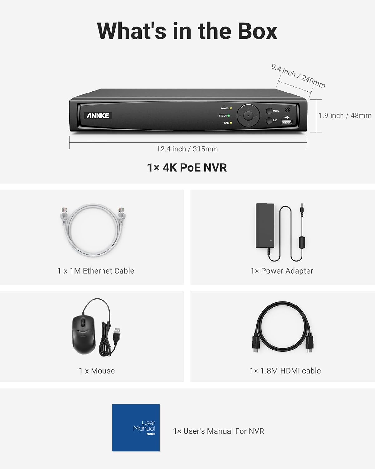 ANNKE 12MP 16CH NVR (4MP/5MP/8MP/12MP) POE Network Video Recorder for Home Security Camera System - Supports up to 16 x 12MP/4K IP Cameras, 24/7 Surveillance Recording, 4CH AI Features, No Hard Drive