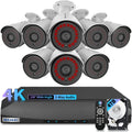 【130° Wide Angle】 4K Wired Security Camera System Outdoor Home Video Security Systems POE Security Surveillance Cameras