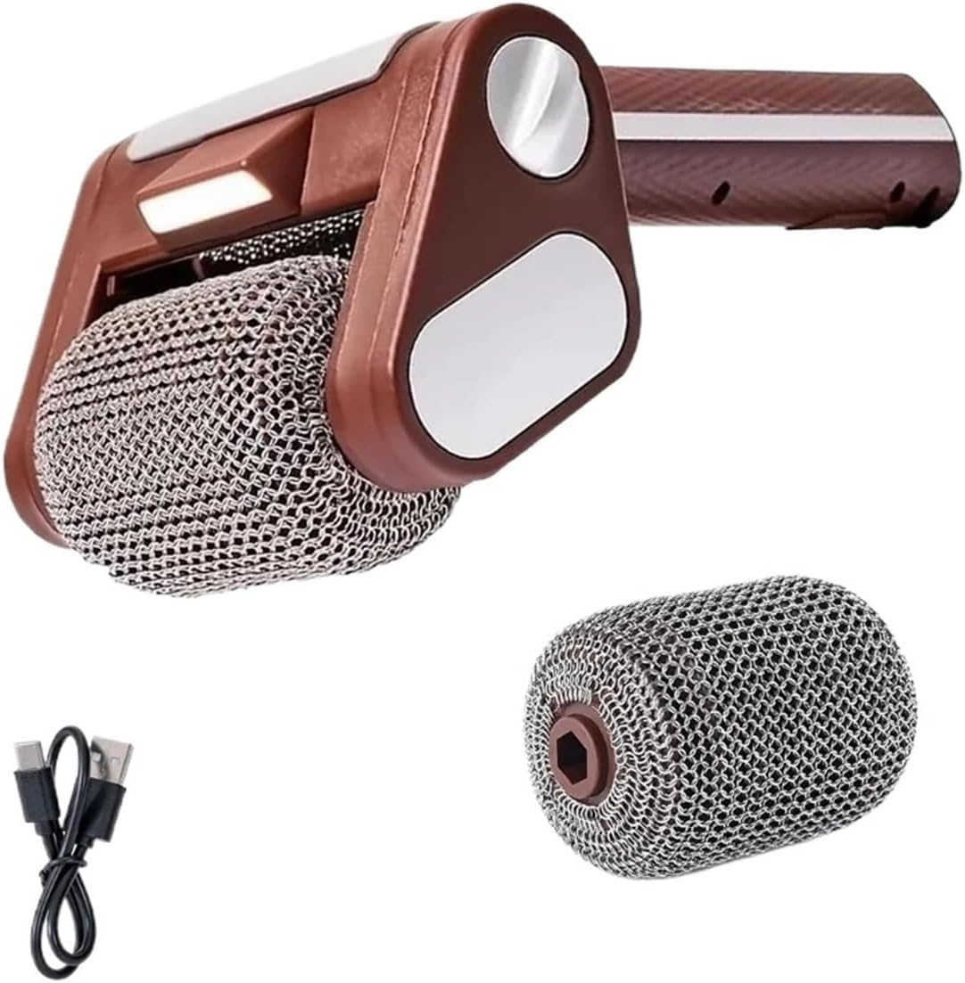 Fit for Electric Stainless Steel Roller Grill Cleaner Brush with Brush Heads and Lights for BBQ Cleaning(Set B)