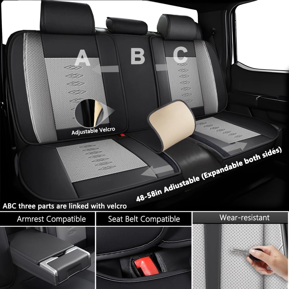 Full Set Seat Covers for Subaru Outback 2000-2024 2025,Leather Car Seat Covers,Soft Interior Accessories Seat Cushion Cover,Waterproof Automobile Seat Protectors for Outback(Black Gray,Standard)