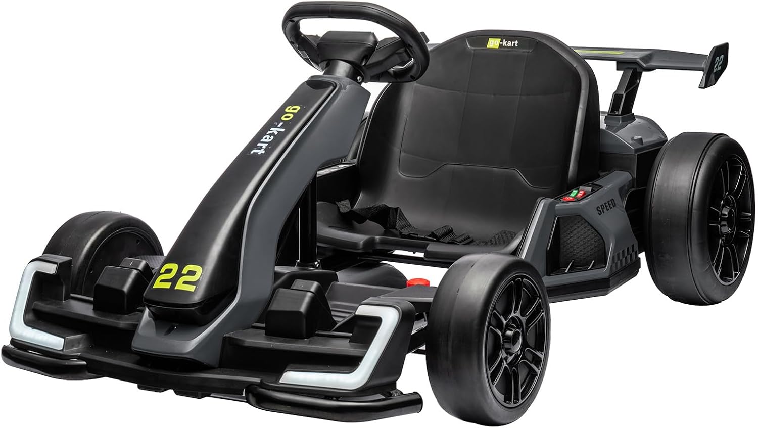 Nasitip 24V Electric Go Kart,300W Powerful Drift Kart for Kids, Electric Pedal Kart,with 300W Strong Motor, Drift/Sport Mode, Big Battery, Eva Tire,Length Adjustmen for Outdoor Racing Toy-Grey
