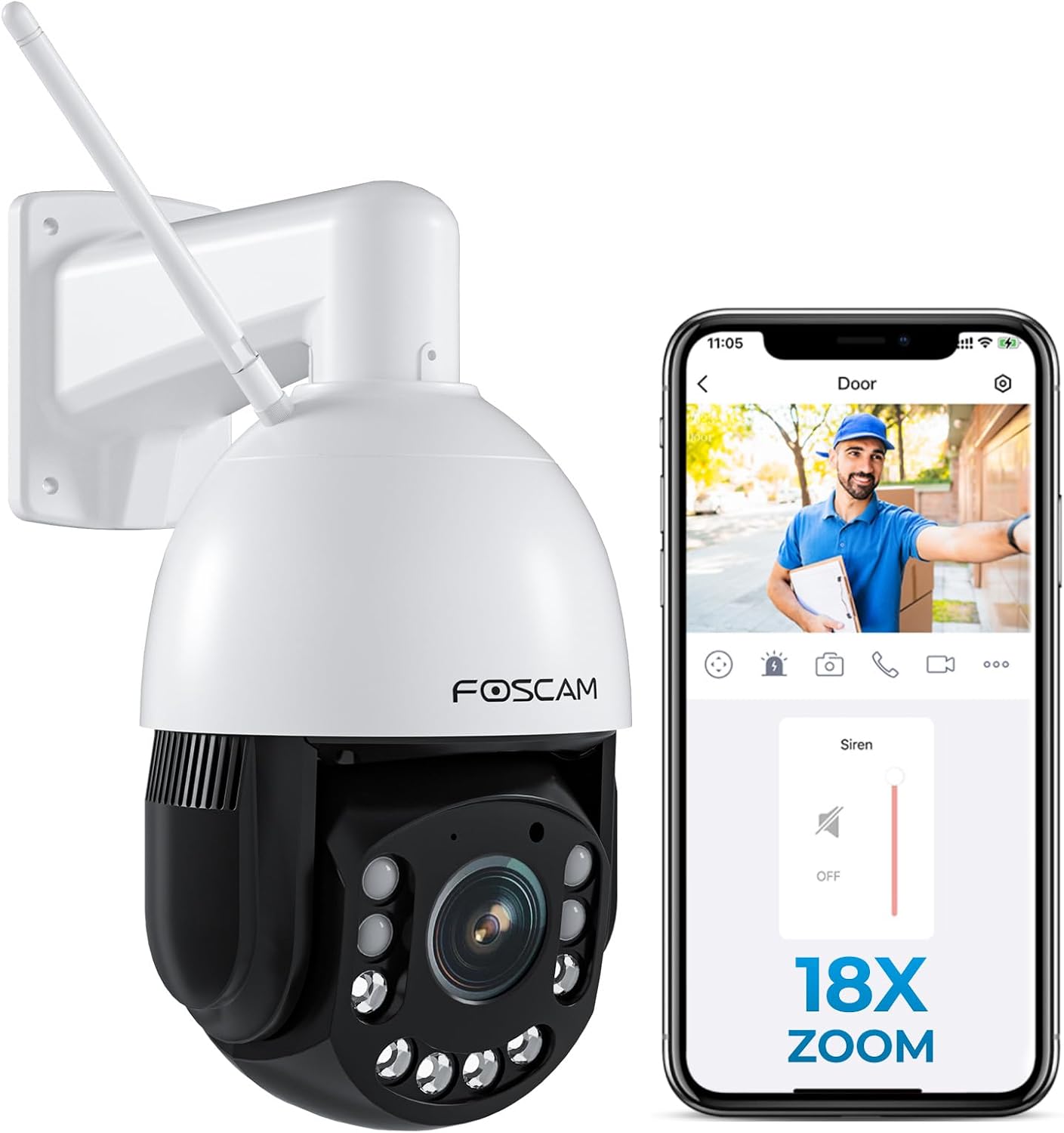 FOSCAM 4MP WiFi PTZ Outdoor Camera, 18X Optical Zoom with Auto Tracking, 2.4/5GHz WiFi Camera for Home Security, Person/Vehicle/Animal Detection, 656ft Night Vision, 350° Pan 90° Tilt, Two-Way Audio