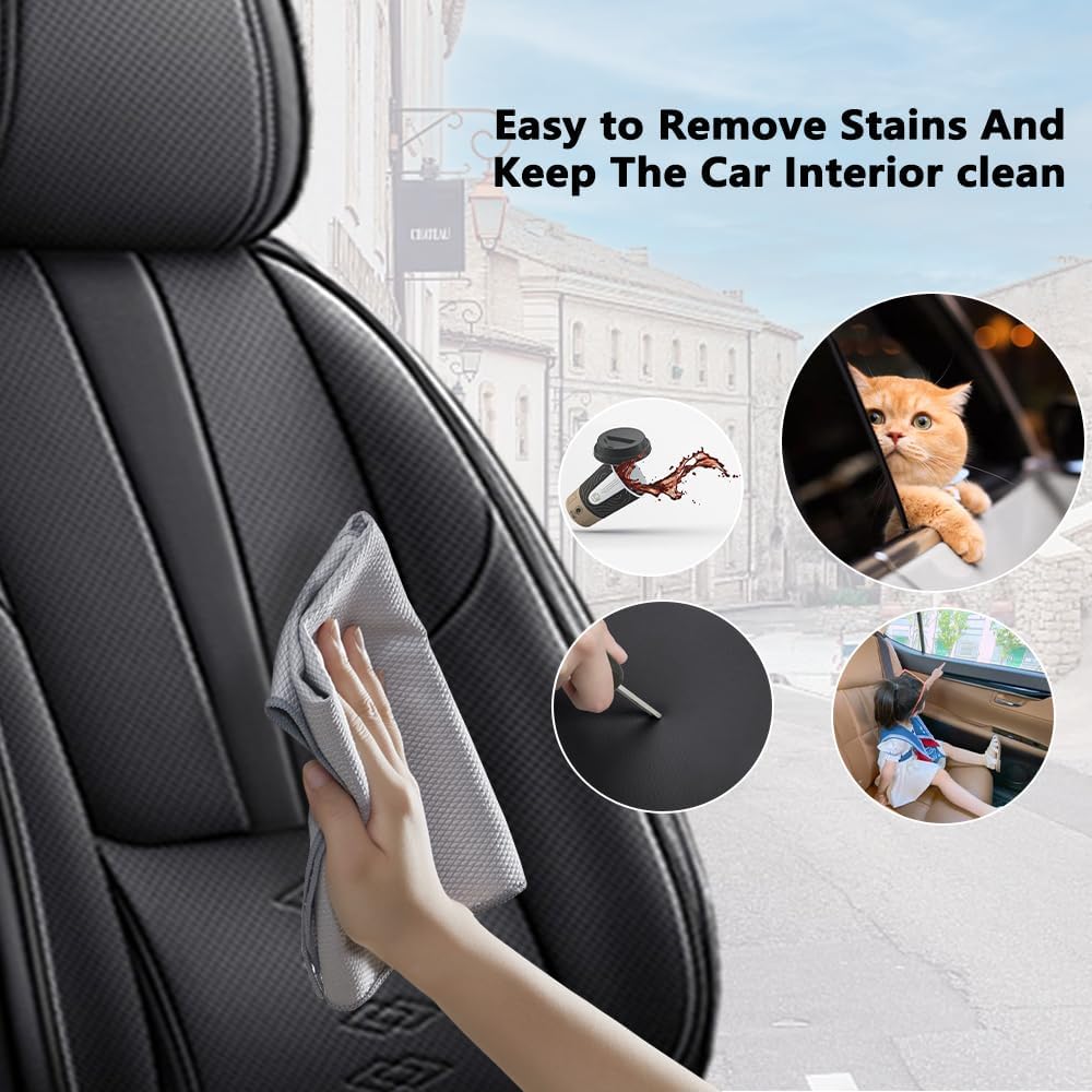 Full Set Seat Covers for Subaru Outback 2000-2024 2025,Leather Car Seat Covers,Soft Interior Accessories Seat Cushion Cover,Waterproof Automobile Seat Protectors for Outback(Black,Deluxe)