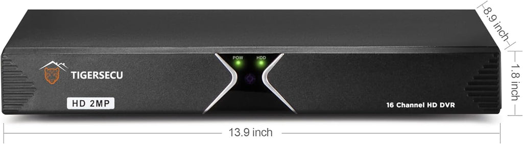 TIGERSECU Super HD 1080P 16 Channel DVR Security Recorder Without Hard Drive, H.265 Hybrid 6-in-1 CCTV DVR Recorder Compatible with 2MP and 5MP TVI, AHD, CVI, Analog, RS485 PTZ and IP Cameras