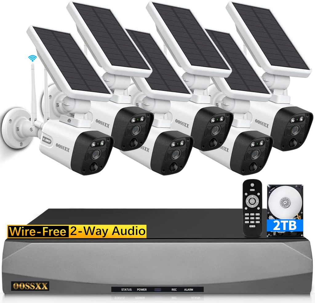 OOSSXX Honestview Solar Outdoor Wireless Surveillance Camera System Battery Powered Video Security Cameras with 2-Way Audio, 2-Antennas Signal Enhanced, 130 Ultra Wide-Angle Lens
