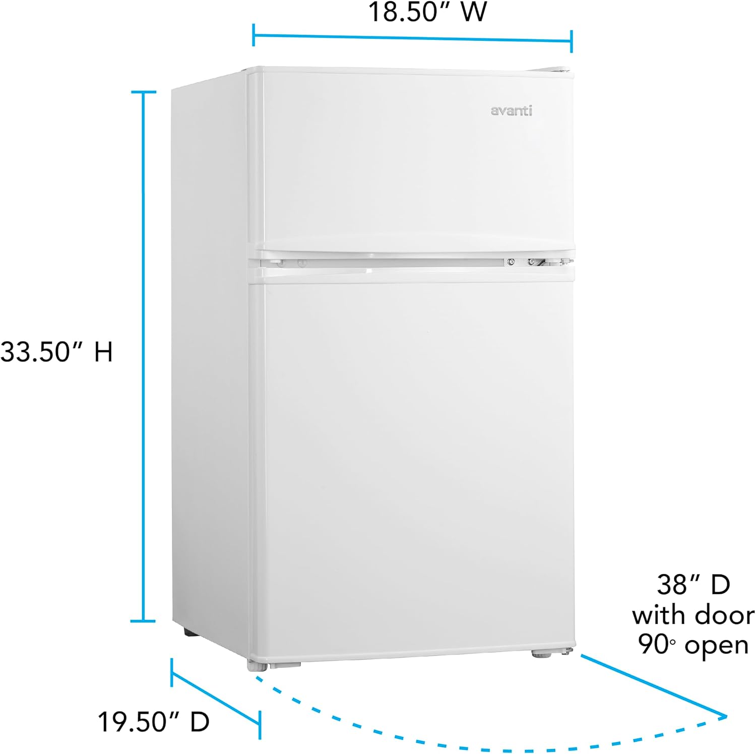 Avanti Mini Fridge with Freezer Compact Refrigerator for Home Office or Dorm, Features Dual Doors Removable Shelves & Crisper Automatic Defrost and Adjustable Temperature Control, 3.1-Cu.Ft, White