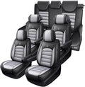 JOJ Car Seat Cover for Cadillac XT6 Seat Covers for Cars 2020-2026,Leather Waterproof Car Seat Covers Full Set,All Weather Tech Car Seat Protector,7 Seats Black Gray