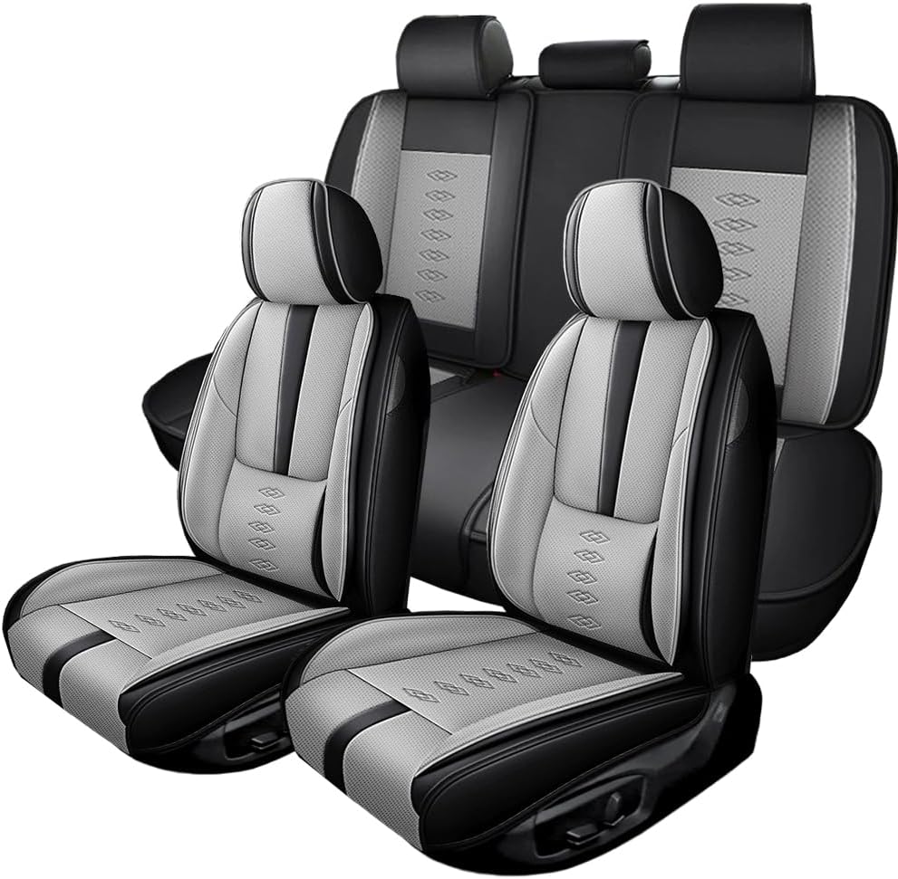 Full Set Seat Covers for Subaru Outback 2000-2024 2025,Leather Car Seat Covers,Soft Interior Accessories Seat Cushion Cover,Waterproof Automobile Seat Protectors for Outback(Black Gray,Standard)