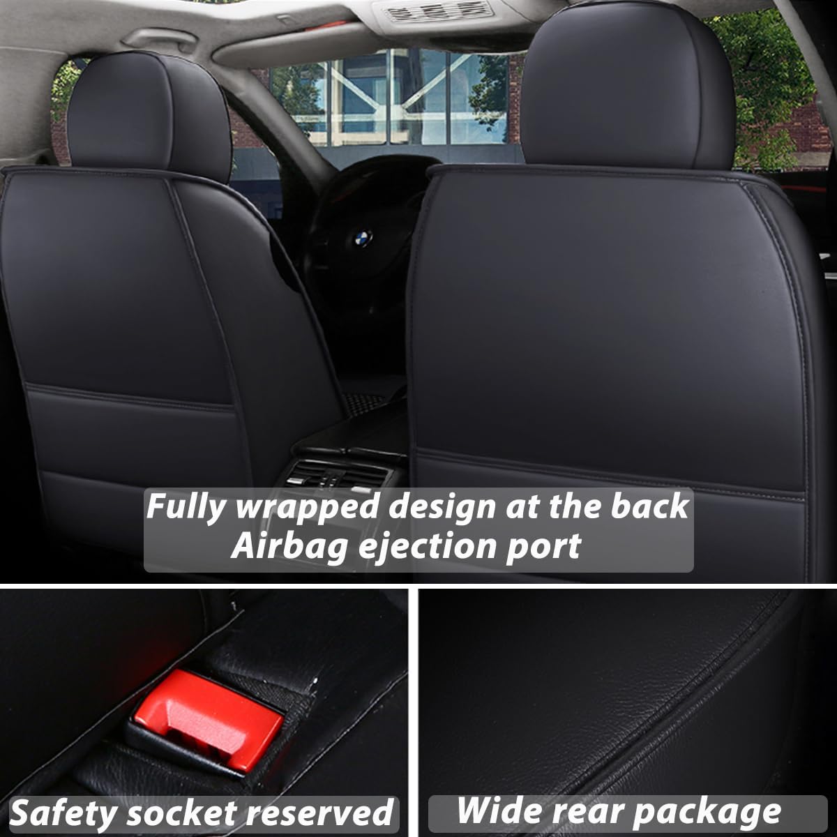 Car Seat Covers Full Set for Hyundai Accent 2018-2022 Leather Seat Covers, Waterproof Non-Slip Breathable Wear Seat Cover, Car Seat Protector Adapted Airbags（Standard, Beige）