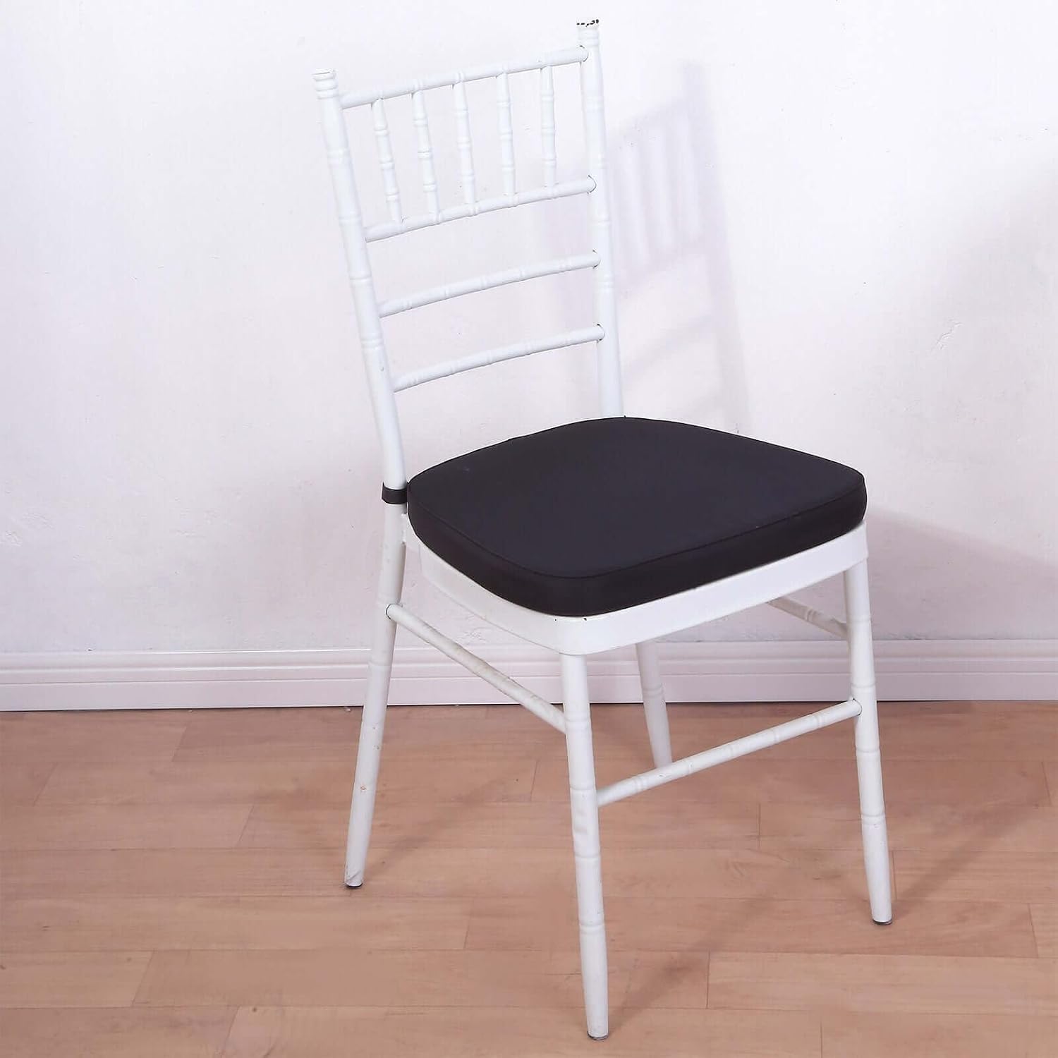 Efavormart 100 PCS2 Thick Black Chiavari Chair Pad, Memory Foam Seat Cushion with Ties and Removable Cover