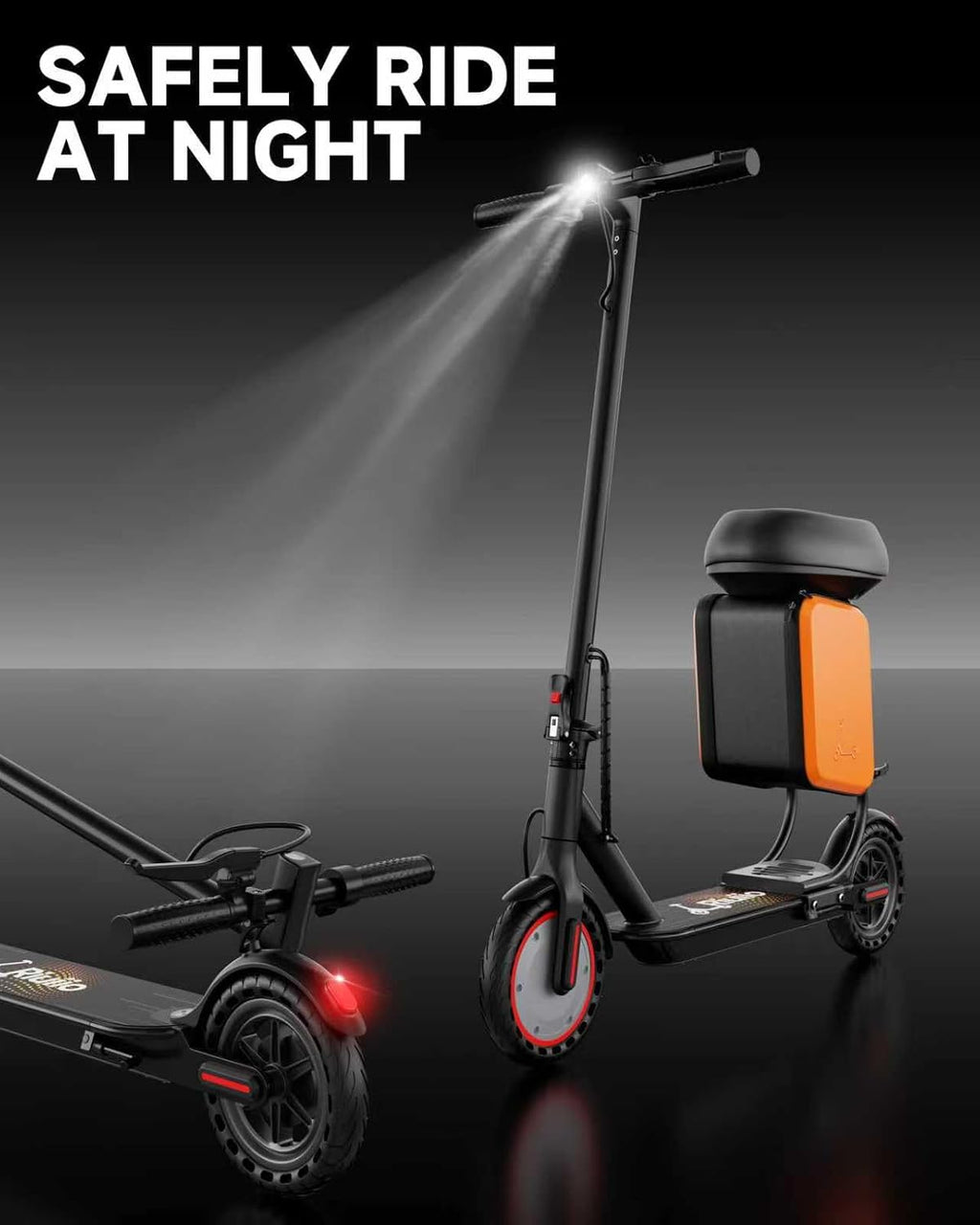 Electric Scooter, 350W-500W Motor, 9 MPH to 22MPH, 10-41 Miles Range, Dual Suspension, Dual Braking, App Control, Foldable Commuter E Scooter for Adults and Teens