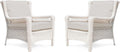 Park Meadow Outdoor Patio Wicker Armchairs Set of 2, All-Weather HDPE Rattan Chairs with Polyester Fabric Beige Cushions for Garden Porch Backyard Porch Lawn (Taupe Beige/Off-White)