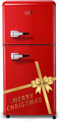 KRIB BLING 3.5 Cu.ft Refrigerators with Freezer, Fridge with 7 Level Temp Adjustable Thermostat, Fridge for Apartment, Office, Basement, Red