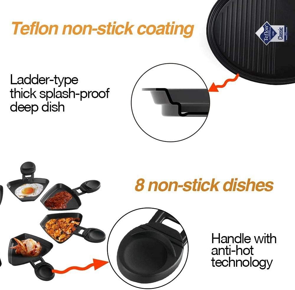 Barbecue Grill Multi-Function Grill Smokeless Indoor Table Electric Grill Korean Style Barbecue Non-Stick Griddle Plate, with 8 Mini Pans, 1500W Adjustable Temperature Co