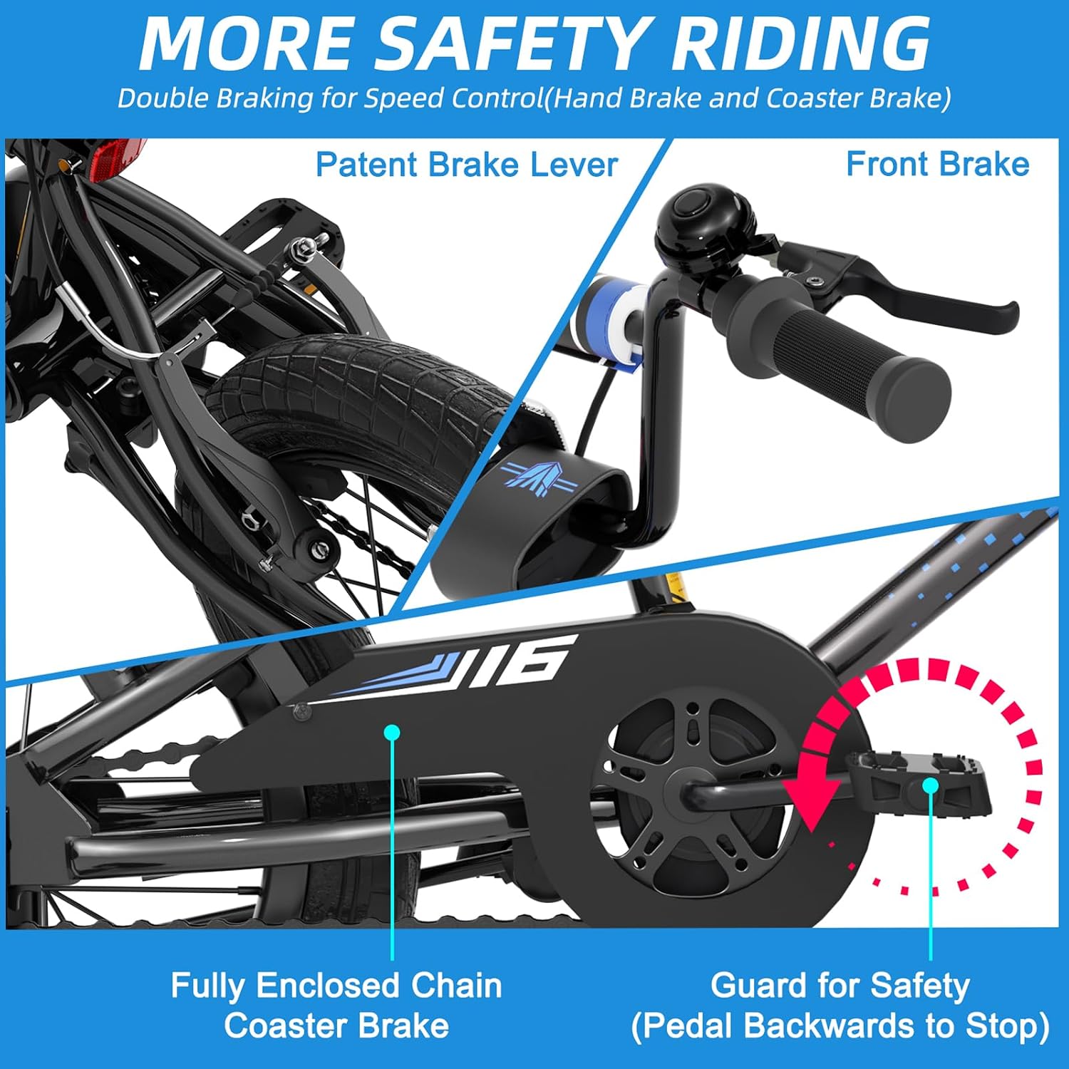 Glaf 12 14 16 Inch Kids Bike with Training Wheels for Boys and Girls Ages 3+ Years Old Bike Bicycle with Water Bottle Holder,Bell, Lightweight