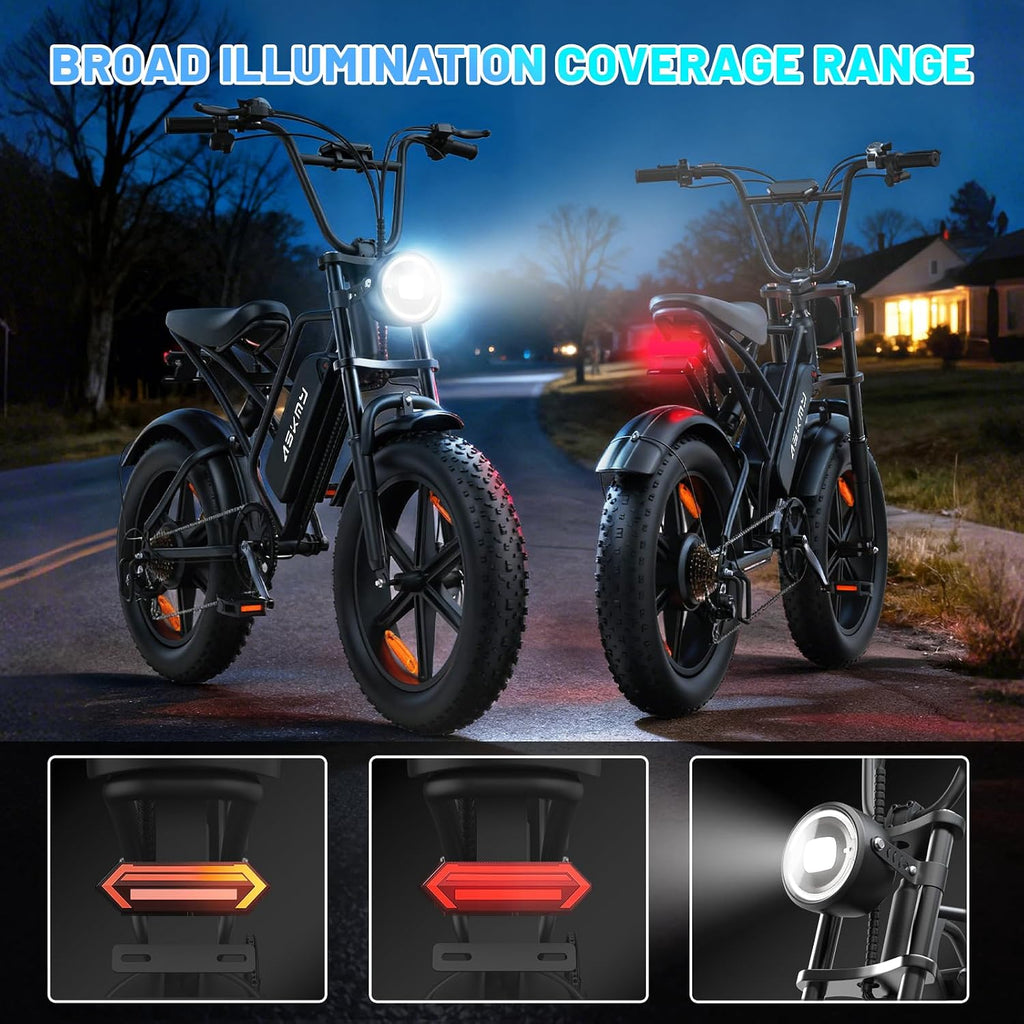 Fat Tire Electric Mountain Bike, All Terrains Electric Bicycles, 1500W Peak Motor Dirt E-Bike with 28MPH and 60 Miles PAS Range (E500-48V 15Ah)