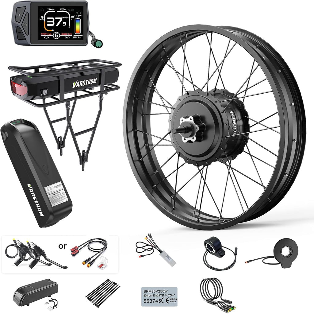 BAFANG 48V 1000W Fat Tire EBike Conversion Kit - Dominate Winter Terrain with High-Torque Rear Hub Motor for 20'/26' Wheels in Deep Snow, Includes Display & Battery（Optional）