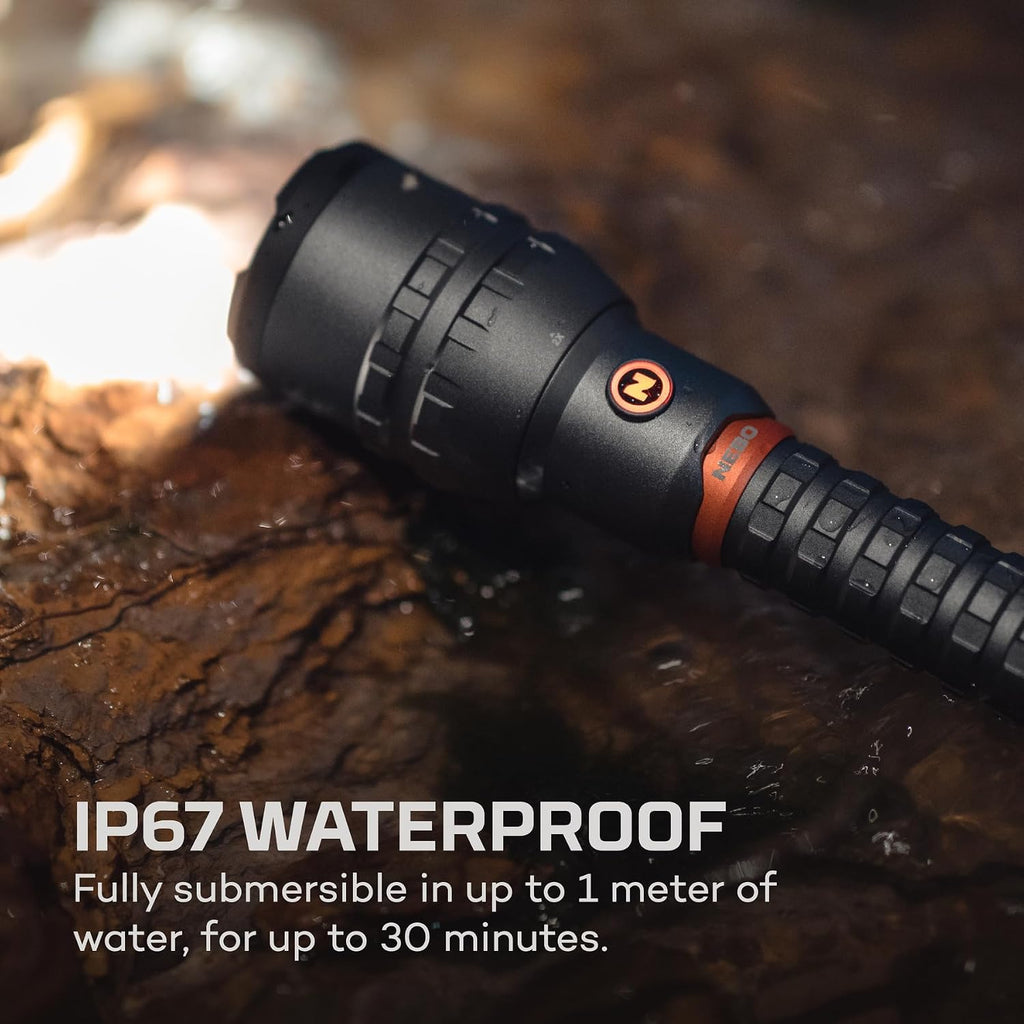 NEBO Davinci 12000L Flashlight | 12000 Lumen LED USB Rechargeable Flashlight & Power Bank, 5 Light Modes, Adjustable Zoom, IP67 Waterproof