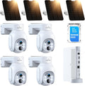 Solar Security Cameras Wireless Outdoor,2K Solar Cameras for Home Security, Wireless Security Camera System with 360° Pan & Tilt, Color Night Vision, 500GB HDD NVR, No Subscription, 2.4G & 5G WiFi