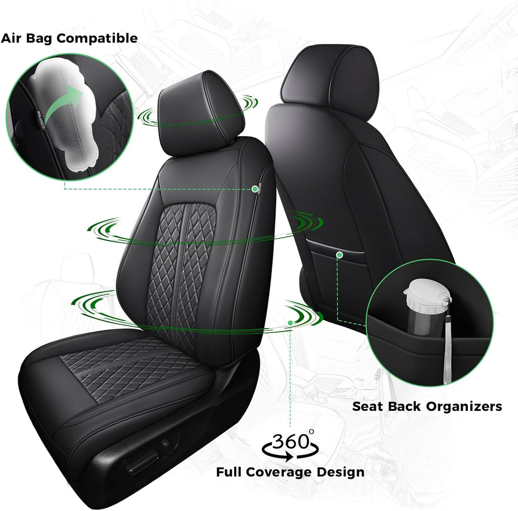 for Honda HRV Seat Covers 2016-2018 EX EX-L & 2016-2022 LX, Custom Fit Car Seat Cover Full Set, Luxury Leather HR-V Seat Protectors, Waterproof SUV Interior Cushions Accessories, Black