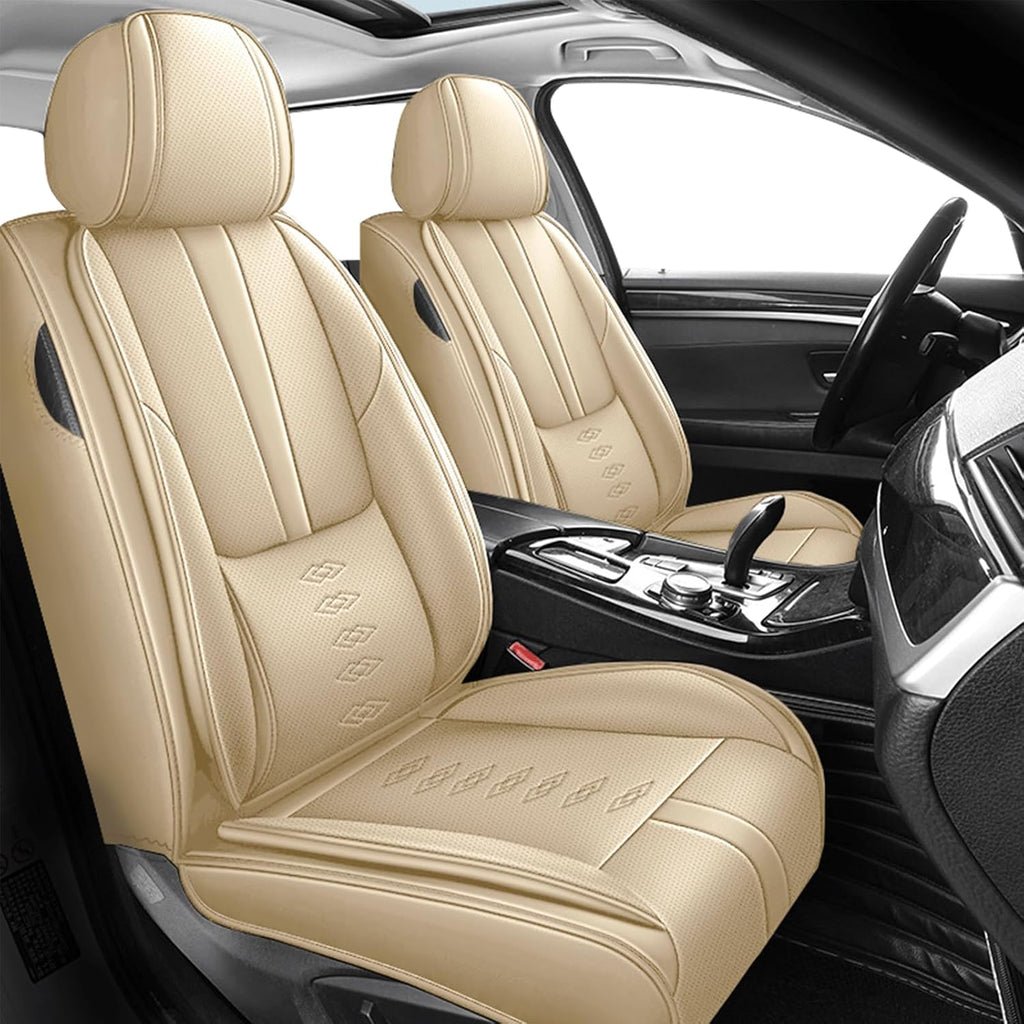Leather Seat Covers for Jaguar XJ8 2000-2008,Premium Car Seat Covers Front Set,Waterproof Car Seat Protectors with Airbag,Comfort Interior Cover Seats for Cars(Beige)