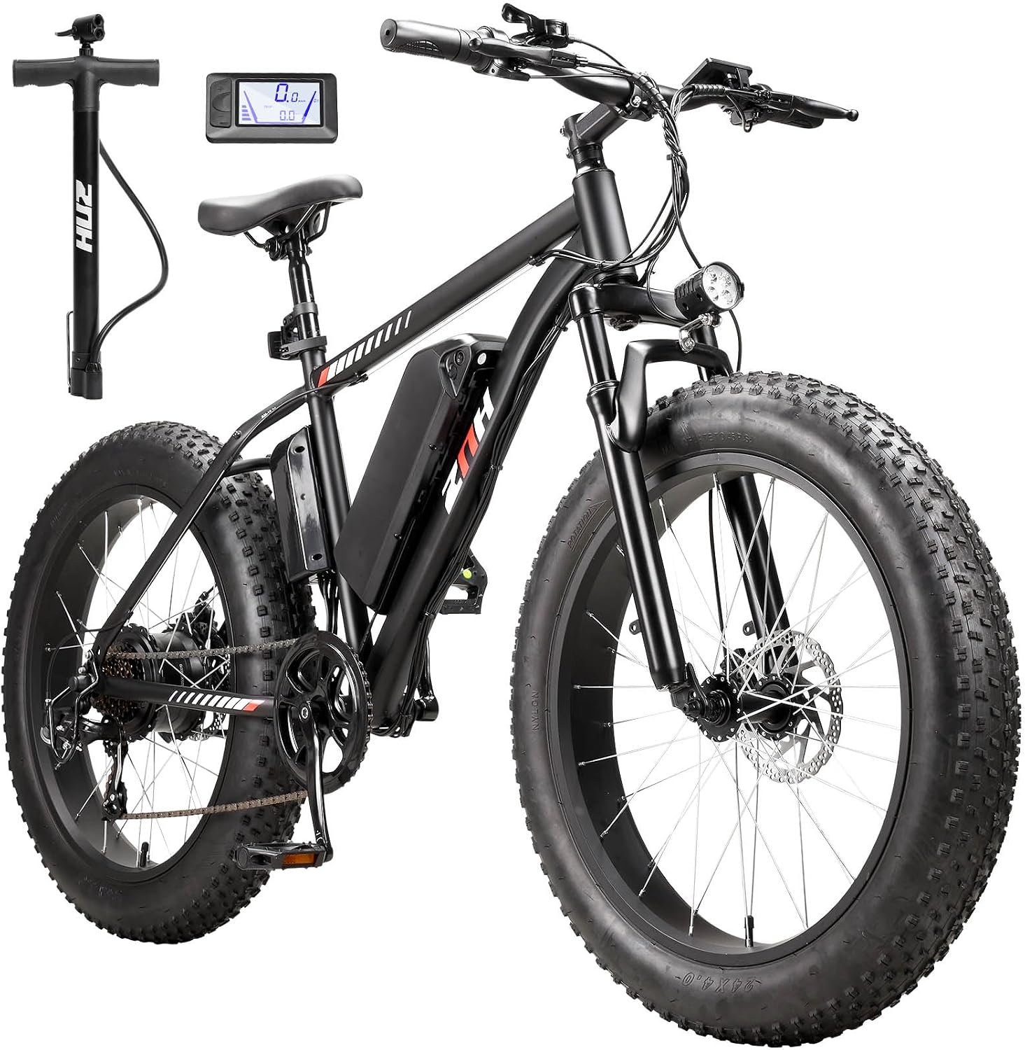 ZNH 750W|1000w Electric Bike for Adults, 48V 13Ah Removable Battery, 24' x 4.0' Fat Tire E-Bike, Up to 80 Miles, 7-Speed, Hydraulic Suspension, LCD Display, UL 2849 Certified