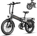 Jasion EBS Folding Electric Bike for Adults, Compact Portable 20' Fat Tire Ebike with 1200W Peak Motor, 48V Removable Battery, 25 MPH 50 Miles Aluminum Frame E-Bike Suitable for Trunk, RV, Apartment