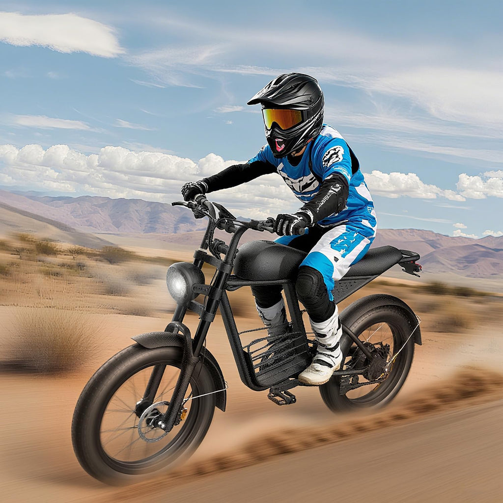 Electric Bike for Adults 48V 20AH Power 1500W Peak 35MPH Max 60 Miles Electric Motorcycle 20' Fat Tire Dirt Bike Shamano 7-Speed E-Bike for All Terrain Dirt Bike