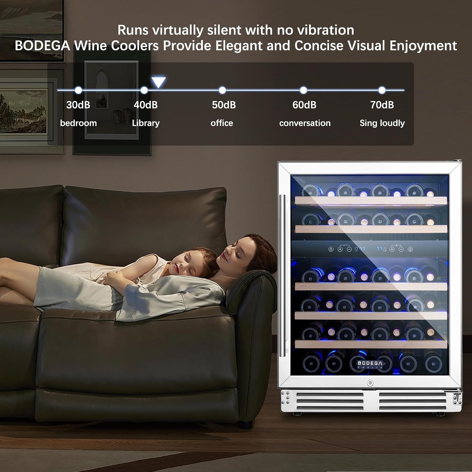 BODEGA 24 Inch Wine Cooler-46 Bottles Dual Zone Wine Fridge,41-68°F Wine Refrigerators Free standing, Built-in Compressor Mini Fridge with Adjustable Shelves for Home,kitchen, Office, Bar.
