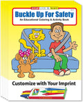 ZOCO – Buckle Up, Seat Belt Safety – Custom Coloring & Activity Books (250 Bulk Pack, With Crayons) – Police Car Safety Theme for Kids – Add Your Imprint