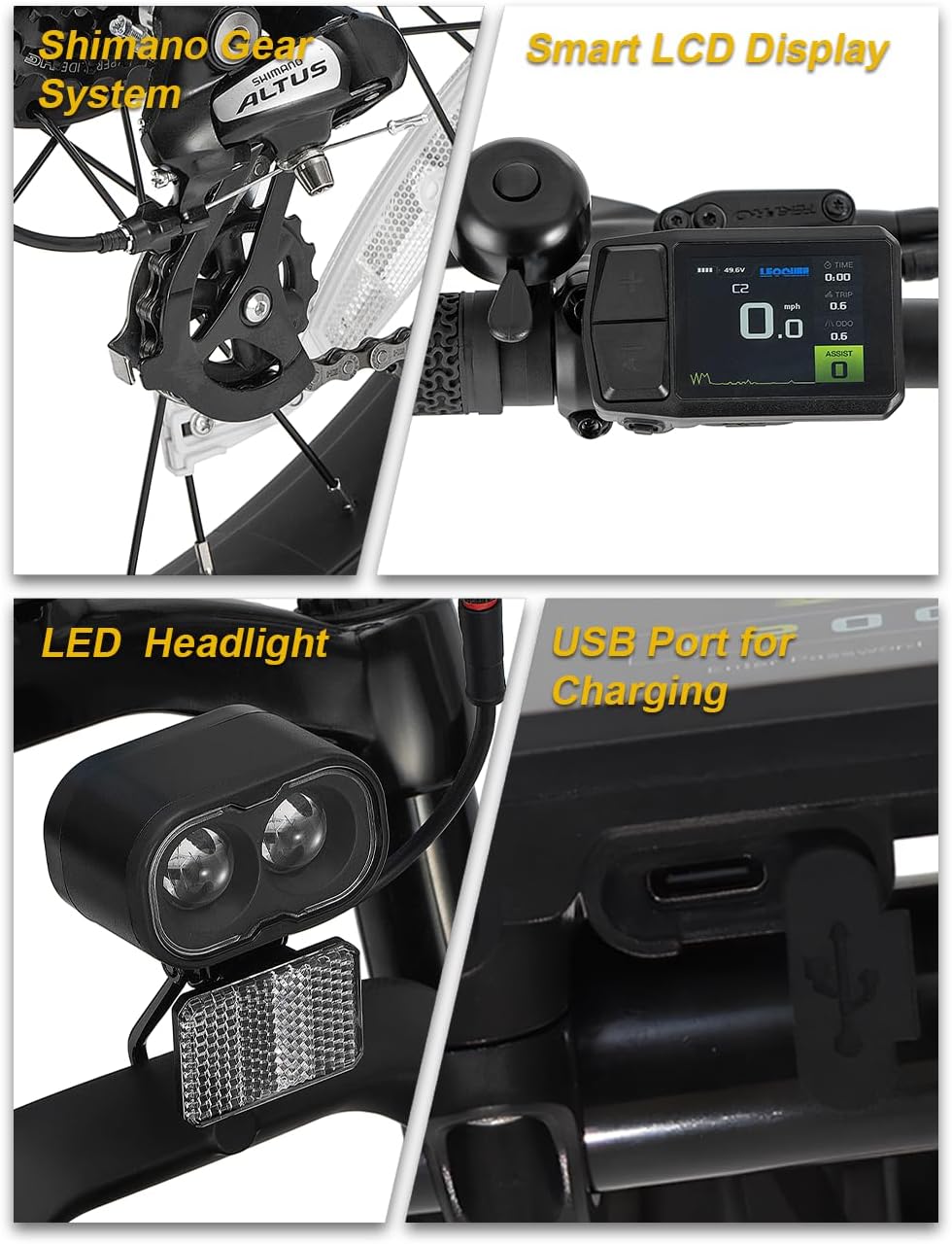 LEOGUAR 1000W Electric Bike for Adults, 26' Fat Tire Off-Road Ebike with Japanese Dapu Motor, 48V 720Wh LG Battery, 35MPH Max Speed, 60 Mile Range, Front Suspension, Smart LCD, Tektro Hydraulic Brakes