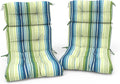 Outdoor High Back Patio Chair Cushions, Tufted Rocking Chairs Cushions, Adirondack Cushions for Garden Porch Home Office Chair Use, 44' x 22' x 4', 2 Pack,Stripe Blue Green