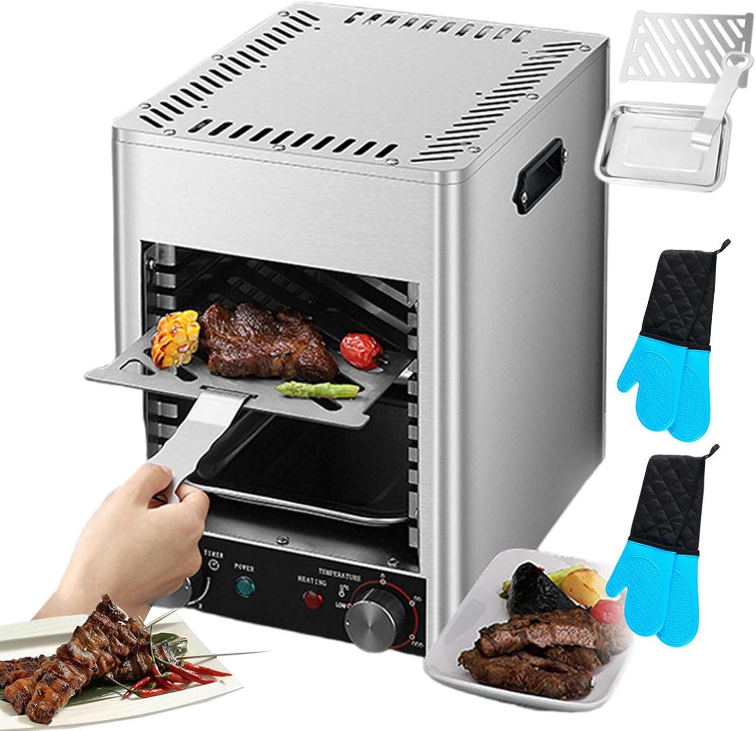 Electric Steak Grills Teppanyaki Grills/Commercial Steak Grill Oven 1700w/Electric Steak Grill/BBQ Countertop Grill Pan (With 2 Gloves, Grill And Tray)