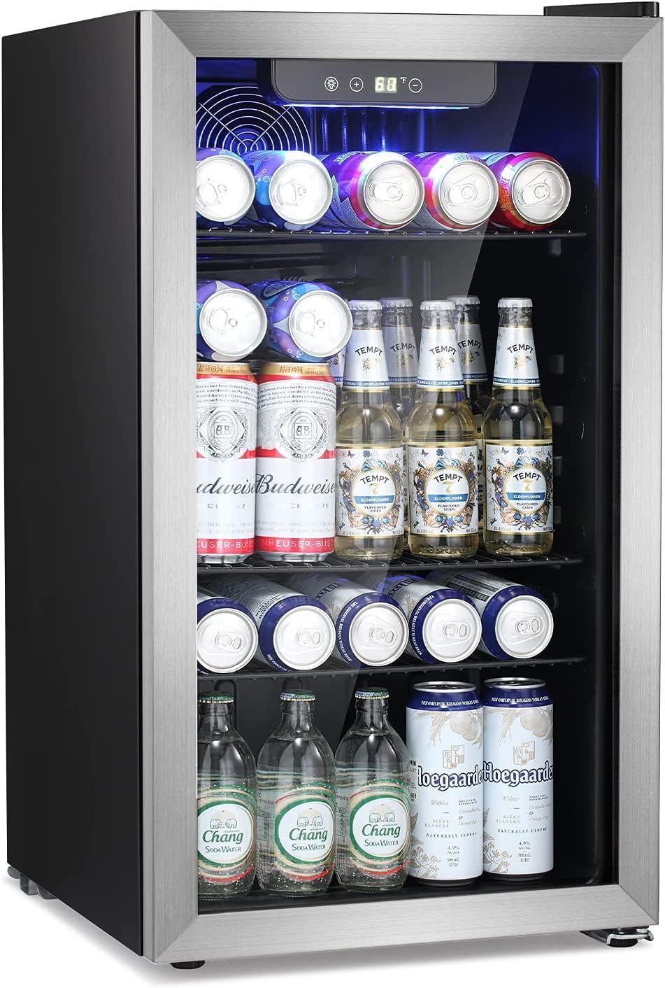 Antarctic Star Beverage Refrigerator Cooler -120 Can Mini Fridge Glass Door for Soda Beer or Wine Constant Glass Door Small Drink Dispenser Clear Front Door for Home, Office Bar 3.2cu.ft