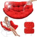 Outdoor Rocking Chair Cushions Replacement, 6''Thick Waterproof & Fade Resistant Papasan Chair Cushion with 6 Straps,Tufted Egg Chair Cushion for Indoor & Outdoor (Red)