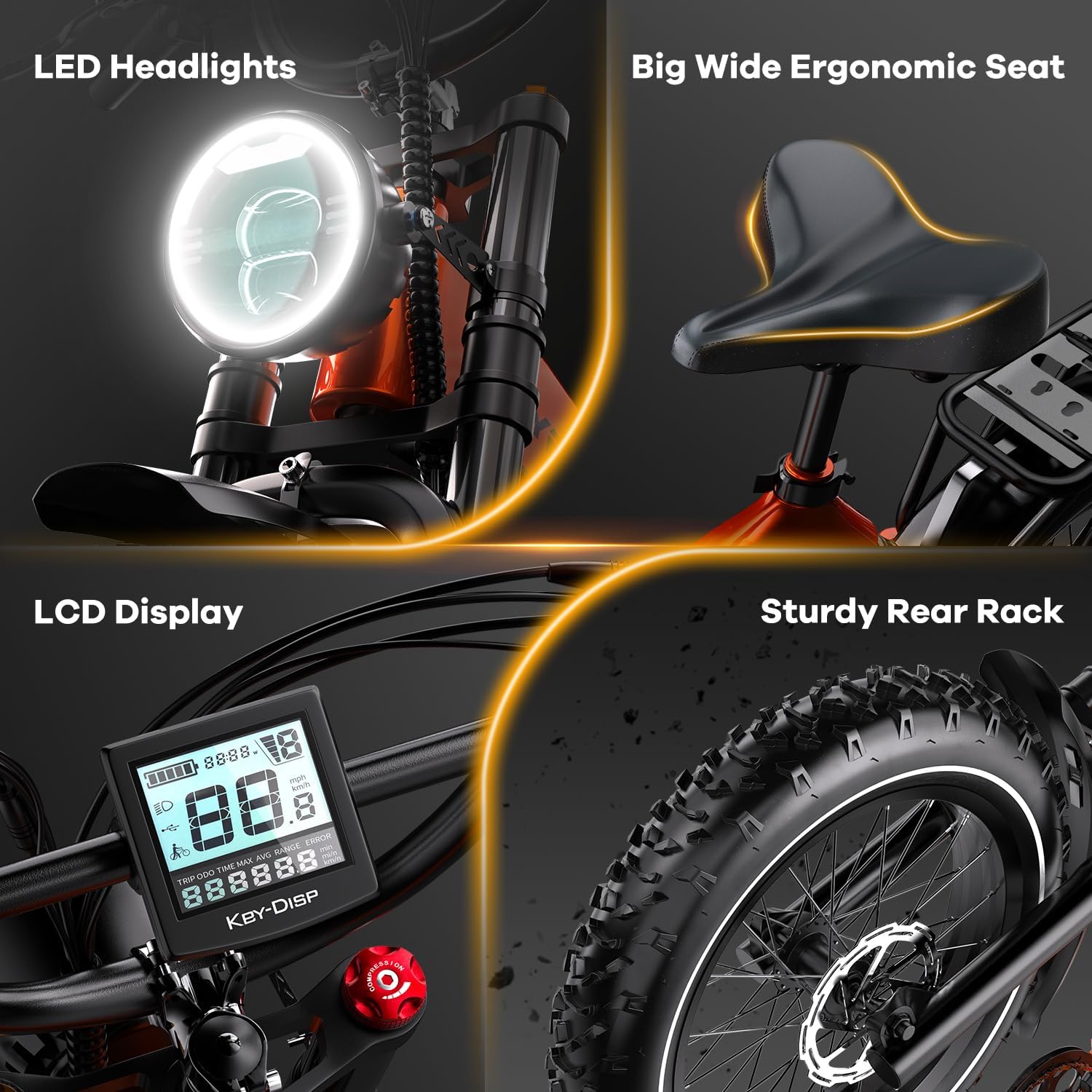1000W(Peak 2000W)Folding Electric Bike for Adults,35MPH 100Mile,48V 25Ah Removable Battery,20' x 4.0 Fat Tire Foldable Electric Bicycle,8-Speed Electric Mountain E-Bike,UL Certified Commuter Ebikes