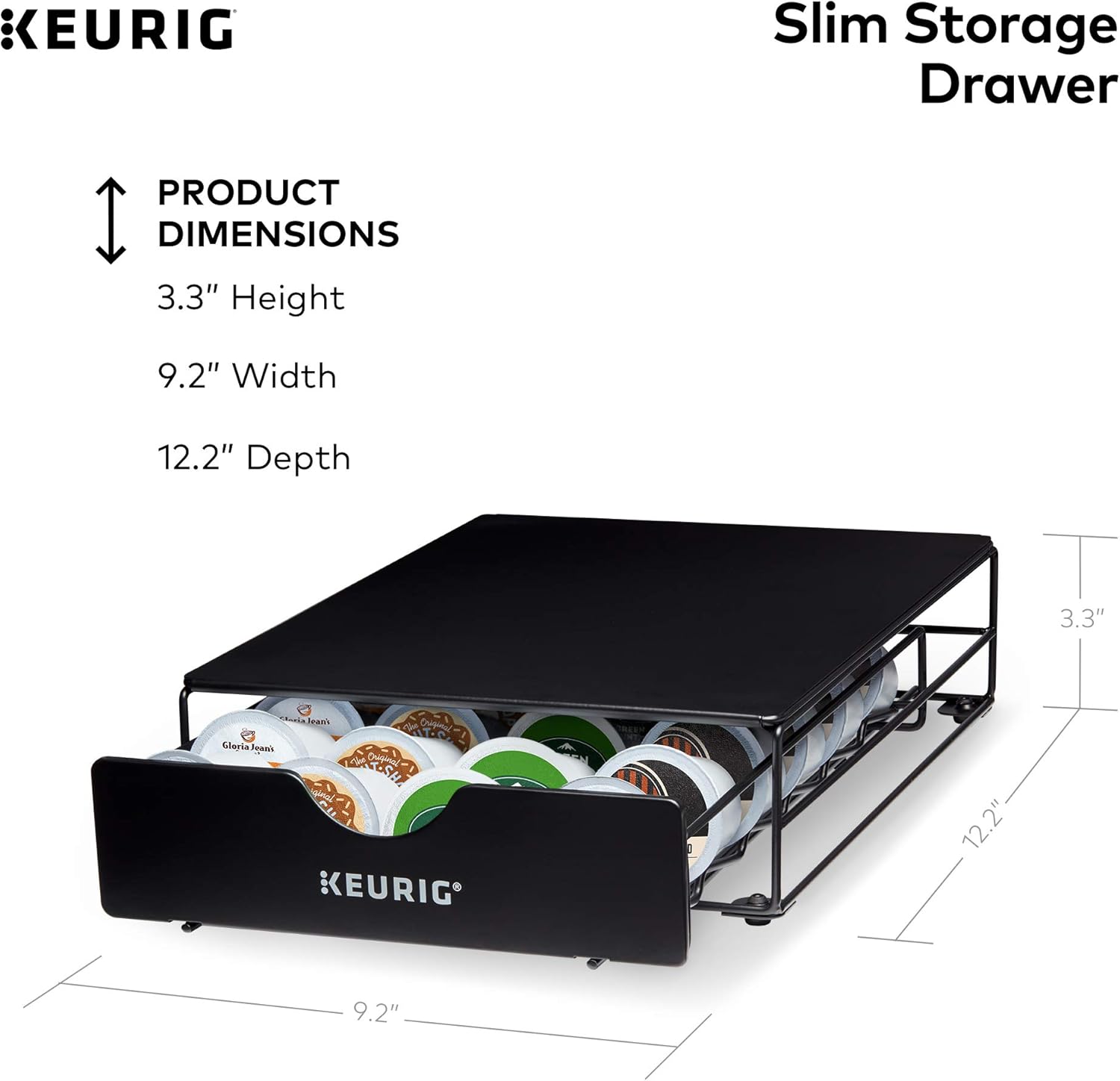 Keurig K155 Office Pro Single Cup Commercial K-Cup Pod Coffee Maker, Silver & Slim Non-Rolling Storage Drawer, Coffee Pod Storage, Holds up to 24 K-Cup Pods, Black