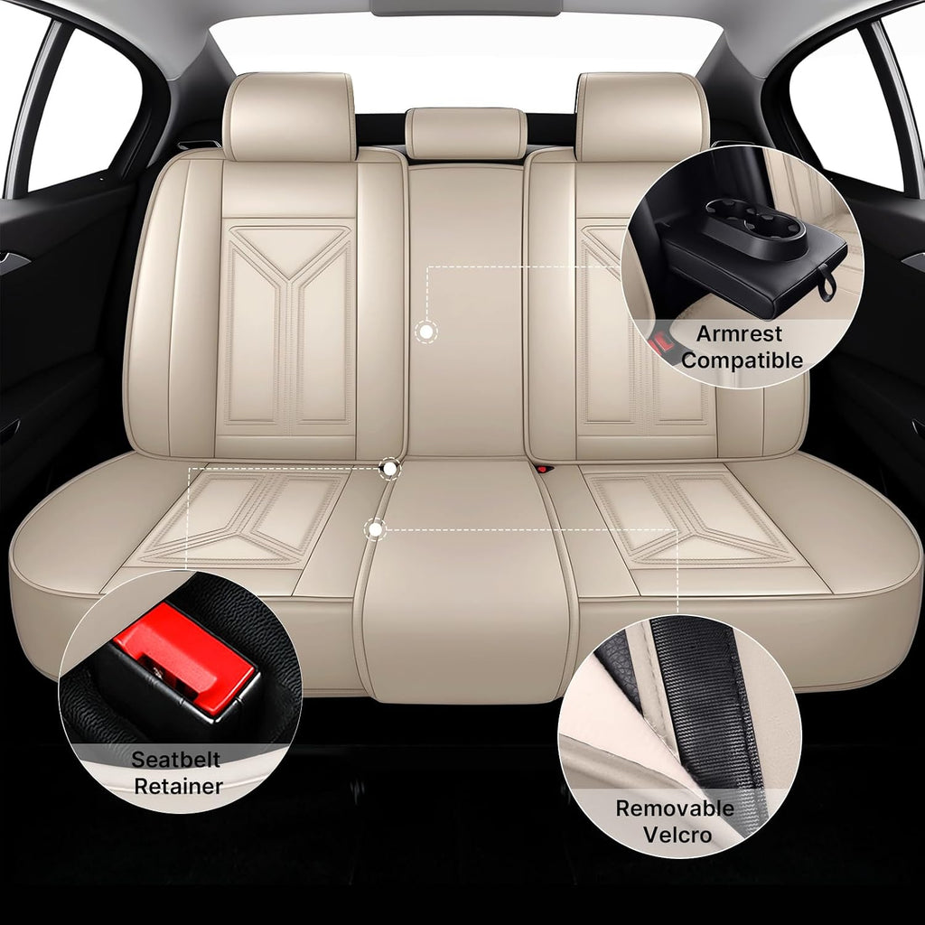 Car Seat Cover for Hyundai Santa Cruz 2022-2025,Leather Seat Cover for Car,Breathable Vehicle Cushions Cover Waterproof Protectors Seat Protector, (Full Set,Beige)