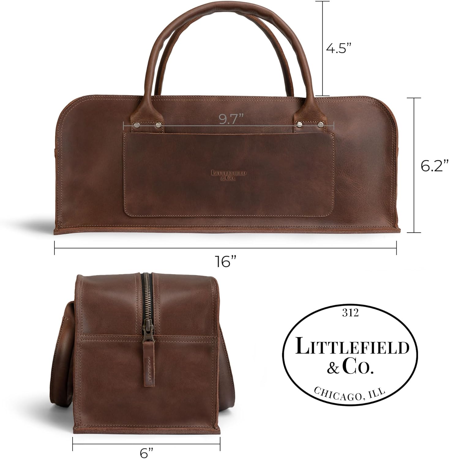 Littlefield & Co., Leather Multipurpose Doctor Utility Tool Bag, Handyman, Woodworker, Work Tool Bags for Power Tools, Men's Small Toolbag Organizer Pouch (Bourbon Brown)