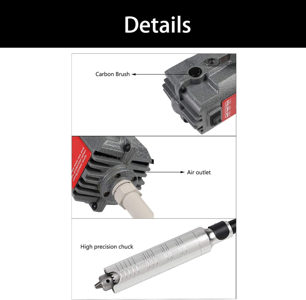 YUEWO SR 220V/110V Mill Motor with Flexible Shaft Grinder Polishing Motor Jewelry Tool Equipment for Engraving Polishing Drilling Cutting
