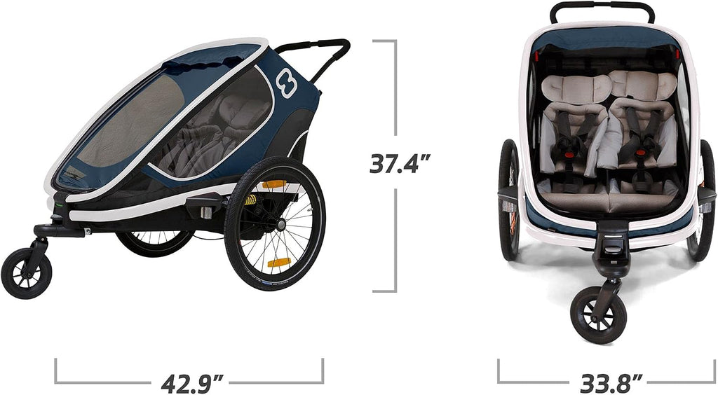 Hamax Outback Two Seat Reclining Multi-Sport Child Bike Trailer + Stroller (Jogger Wheel Sold Separately)