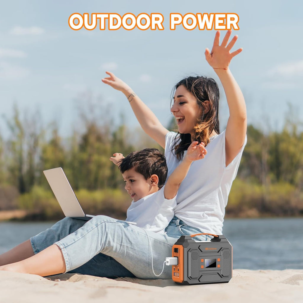 Portable Solar Generator with Panel, 300W Power Station with Foldable Solar Panel 40W, 110V AC Outlet 100W Camping Portable Solar Power Bank Battery Pack for Home Use RV Outdoor Laptop Power Outage
