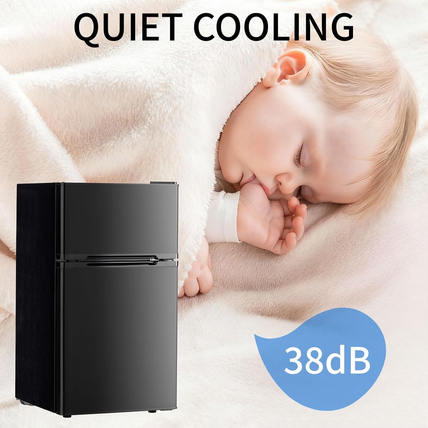 DOGHLY 3.2 Cu.Ft Mini Fridge with Freezer, 2 Door Compact Refrigerator with 3 Adjustable Thermostat, Low Noise, Removable Shelf, Small Refrigerator for Dorm, Office, Bedroom, Black