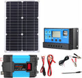 6000W Solar Inverter 12V to 110V/220V with 30A Controller & 18W 12V Solar Panel Kit - Portable Solar Generator for Home Grid System (Blue, 12V-110V)